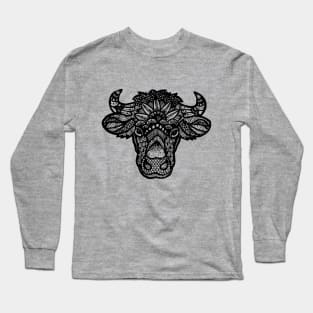 Zentangle Cow Head Long Sleeve T-Shirt